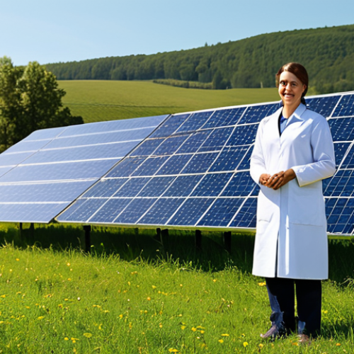 Home 24 **
A professional engineer in a fully clothed, modest lab coat, standing beside a solar panel array in a sunny field, appropriate attire, safe for work, perfect anatomy, natural proportions, high-quality image, professional lighting, family-friendly.
**