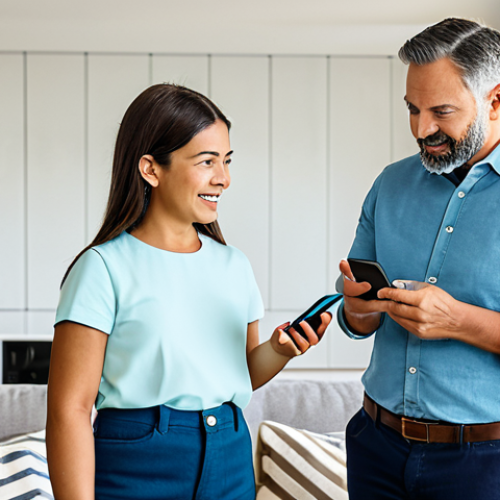 Home 23 Smart Home Lifestyle**
"A modern family in a brightly lit, stylish living room, interacting with smart home devices. The father is adjusting smart lights with his smartphone, the mother is checking a smart thermostat, and the child is listening to a smart speaker. Fully clothed, modest attire, appropriate content, safe for work, perfect anatomy, natural proportions, professional photography, high quality, family-friendly atmosphere."
**