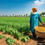 Home 23 생태적 농업 기술 - A vibrant, detailed scene of an Indian farmer’s field practicing crop rotation with diverse crops su...